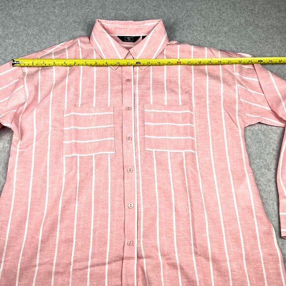 G by Giuliana Shirt Womens Small Pink Striped Button Front Casual Soft Everyday - Picture 5 of 16